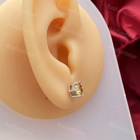 NEW Certified 2ct. t.w. Champagne Moissanite 6 Prone Solitaire Stud Earrings